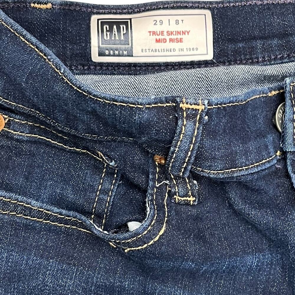 Gap Jeans Dark Blue Skinny Mid Rise Womens Size 8 Tall New Without Tags - Picture 5 of 6